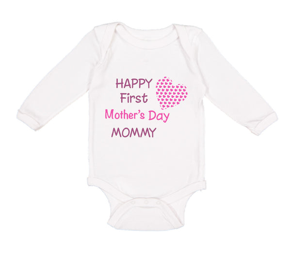 Long Sleeve Bodysuit Baby Happy First Mother's Day Mommy Mom Style B Cotton - Cute Rascals