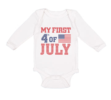 Long Sleeve Bodysuit Baby My First 4Th of July Independence Boy & Girl Clothes