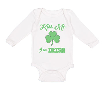 Long Sleeve Bodysuit Baby Kiss Me I'M Irish St Patrick's Day Boy & Girl Clothes