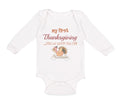 Long Sleeve Bodysuit Baby My First Thanksgiving Feed Me Turkey and Pie Cotton