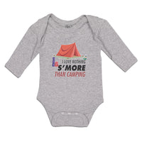 Long Sleeve Bodysuit Baby Love Nothing S'More Camping Red Tent Luggage Cotton