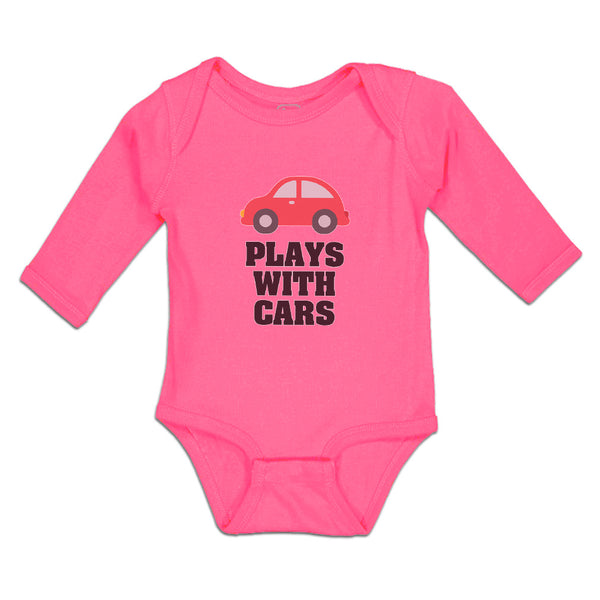 Long Sleeve Bodysuit Baby Plays with Cars An Red Cute Little Kid's Toy Car