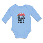 Long Sleeve Bodysuit Baby Plays with Cars An Red Cute Little Kid's Toy Car