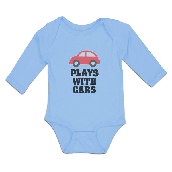 Long Sleeve Bodysuit Baby Plays with Cars An Red Cute Little Kid's Toy Car