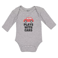 Long Sleeve Bodysuit Baby Plays with Cars An Red Cute Little Kid's Toy Car