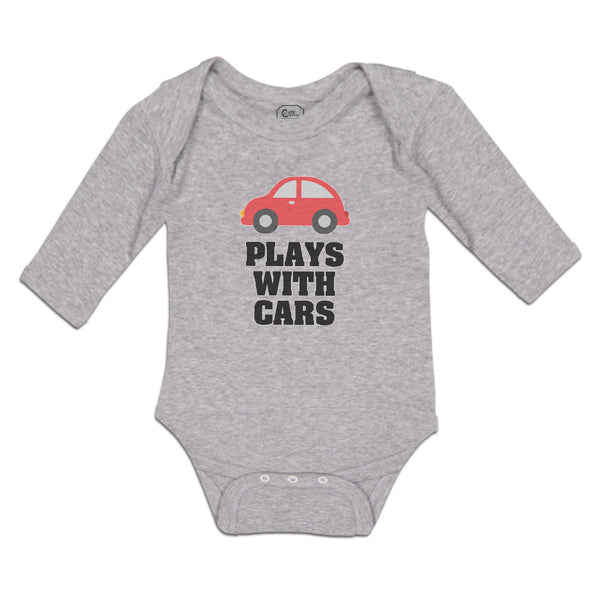 Long Sleeve Bodysuit Baby Plays with Cars An Red Cute Little Kid's Toy Car