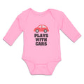 Long Sleeve Bodysuit Baby Plays with Cars An Red Cute Little Kid's Toy Car