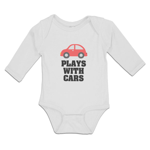 Long Sleeve Bodysuit Baby Plays with Cars An Red Cute Little Kid's Toy Car