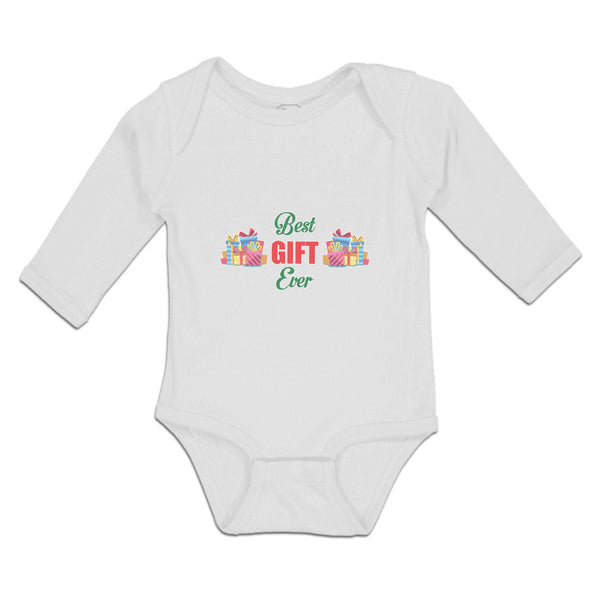 Long Sleeve Bodysuit Baby Best Gift Ever with Wrappped Colourful Papers Cotton - Cute Rascals