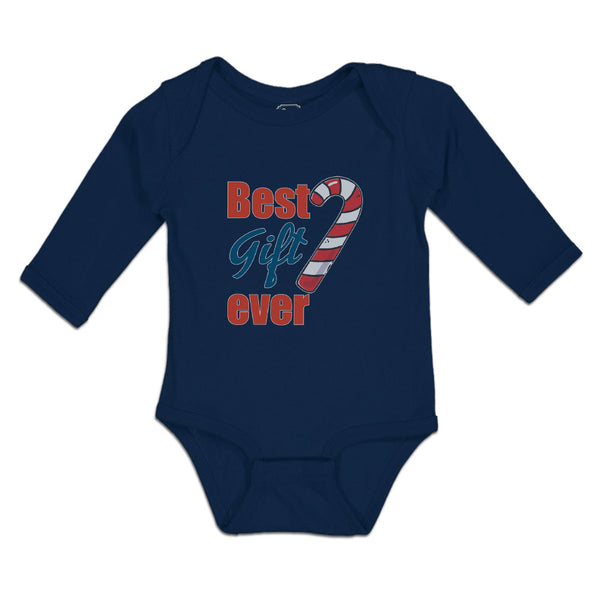 Long Sleeve Bodysuit Baby Best Gift Ever Christmas Candy Canes Cotton - Cute Rascals