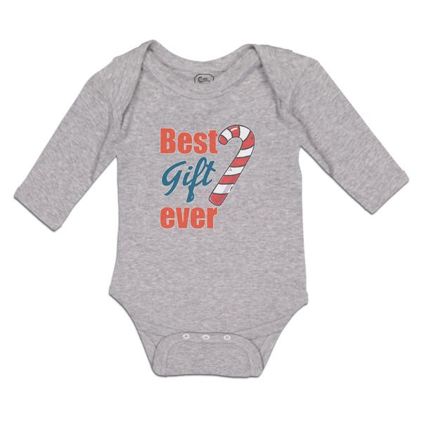 Long Sleeve Bodysuit Baby Best Gift Ever Christmas Candy Canes Cotton - Cute Rascals