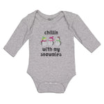 Long Sleeve Bodysuit Baby Chillin with My Snowmies and Snowdolls Cotton - Cute Rascals