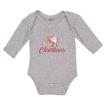 Long Sleeve Bodysuit Baby Christmas Celebration with Santa Claus and Deer Animal - Cute Rascals