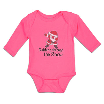 Long Sleeve Bodysuit Baby Dabbing Through The Snow Santa Claus Position Cotton