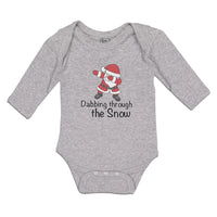 Long Sleeve Bodysuit Baby Dabbing Through The Snow Santa Claus Position Cotton - Cute Rascals