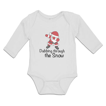 Long Sleeve Bodysuit Baby Dabbing Through The Snow Santa Claus Position Cotton