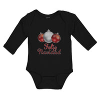 Long Sleeve Bodysuit Baby Feliz Navidad An Christmas Decoration Hanging Balls - Cute Rascals