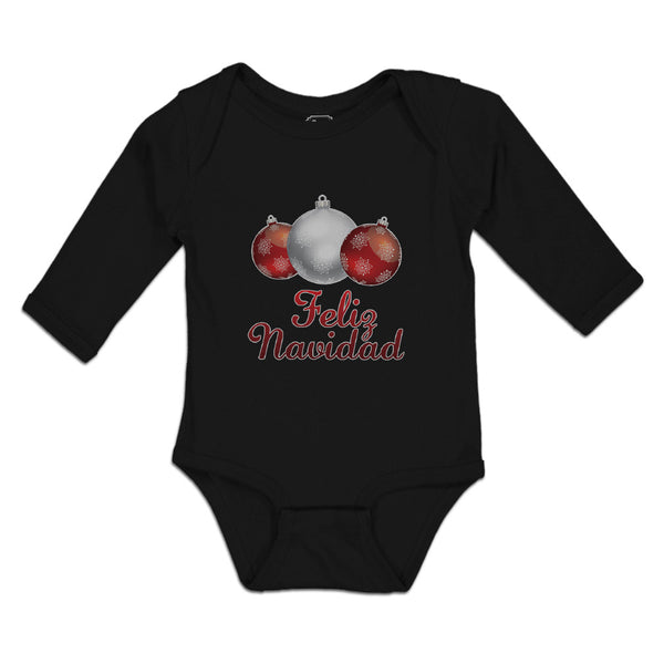 Long Sleeve Bodysuit Baby Feliz Navidad An Christmas Decoration Hanging Balls - Cute Rascals