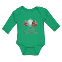 Long Sleeve Bodysuit Baby Feliz Navidad An Christmas Decoration Hanging Balls - Cute Rascals