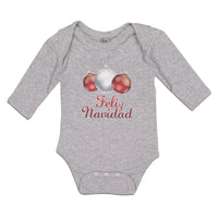Long Sleeve Bodysuit Baby Feliz Navidad An Christmas Decoration Hanging Balls - Cute Rascals