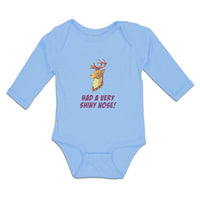 Long Sleeve Bodysuit Baby Shiny Nose! Deer Side View Horns Wild Animal Cotton