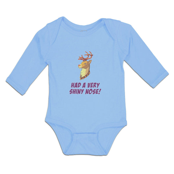 Long Sleeve Bodysuit Baby Shiny Nose! Deer Side View Horns Wild Animal Cotton