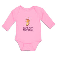 Long Sleeve Bodysuit Baby Shiny Nose! Deer Side View Horns Wild Animal Cotton
