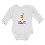 Long Sleeve Bodysuit Baby Shiny Nose! Deer Side View Horns Wild Animal Cotton