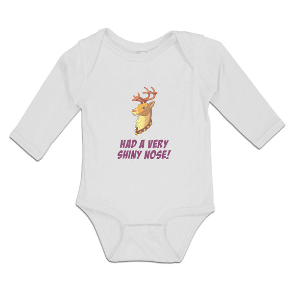 Long Sleeve Bodysuit Baby Shiny Nose! Deer Side View Horns Wild Animal Cotton