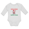 Long Sleeve Bodysuit Baby Here Comes Santa Floss Dancing Boy & Girl Clothes