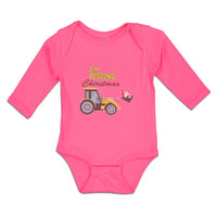 Long Sleeve Bodysuit Baby I'M Digging Christmas with Construction Vehicle Cotton