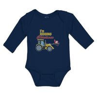 Long Sleeve Bodysuit Baby I'M Digging Christmas with Construction Vehicle Cotton