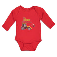 Long Sleeve Bodysuit Baby I'M Digging Christmas with Construction Vehicle Cotton