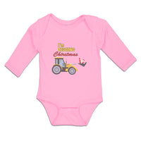 Long Sleeve Bodysuit Baby I'M Digging Christmas with Construction Vehicle Cotton