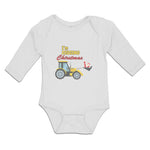 Long Sleeve Bodysuit Baby I'M Digging Christmas with Construction Vehicle Cotton