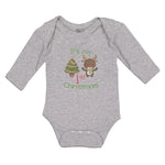 Long Sleeve Bodysuit Baby It's My 1St Christmas with Tree Decorated and Toy Deer