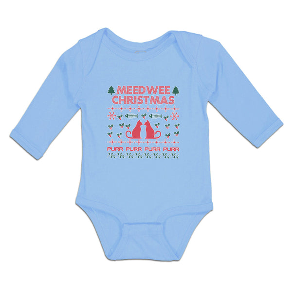 Long Sleeve Bodysuit Baby Meed Wee Christmas Cats Facing Bone Trees Cotton