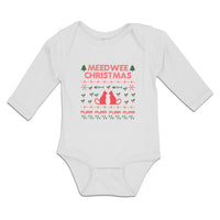 Long Sleeve Bodysuit Baby Meed Wee Christmas Cats Facing Bone Trees Cotton