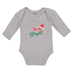 Long Sleeve Bodysuit Baby Merry Bright with Christmas Santa Cap Cotton