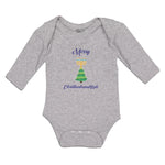 Long Sleeve Bodysuit Baby Merry Christmahanukkah Candles Stands Pine Cotton