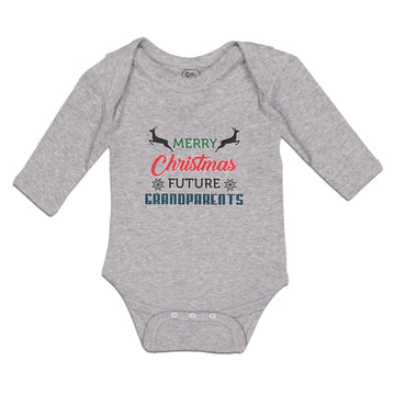 Long Sleeve Bodysuit Baby Merry Christmas Future Grandparents with Deer Cotton