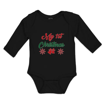 Long Sleeve Bodysuit Baby My 1St Christmas with Red Jingle Bells Cotton