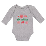 Long Sleeve Bodysuit Baby My 1St Christmas with Red Jingle Bells Cotton