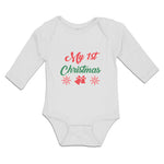 Long Sleeve Bodysuit Baby My 1St Christmas with Red Jingle Bells Cotton