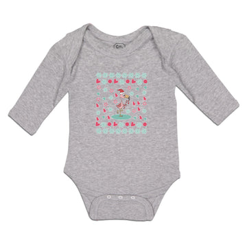 Long Sleeve Bodysuit Baby Dancing Flamingo Crane Bird with Cute Little Hearts