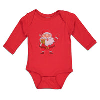 Long Sleeve Bodysuit Baby Christmas Santa Claus with Gift Box Wishing Everyone - Cute Rascals