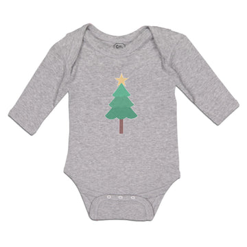Long Sleeve Bodysuit Baby Christmas Pine Tree and Golden Star on Top Cotton