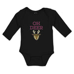 Long Sleeve Bodysuit Baby Oh Deer Wild Animal Deer Face and Horn Cotton