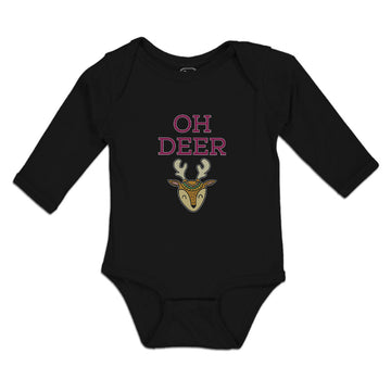 Long Sleeve Bodysuit Baby Oh Deer Wild Animal Deer Face and Horn Cotton