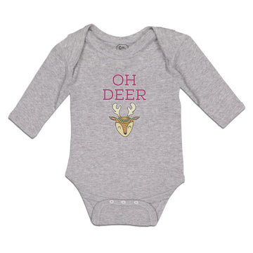 Long Sleeve Bodysuit Baby Oh Deer Wild Animal Deer Face and Horn Cotton